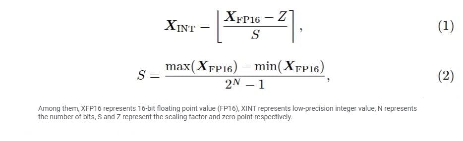 quantizing FP16 tensors into low-bit integer tensor